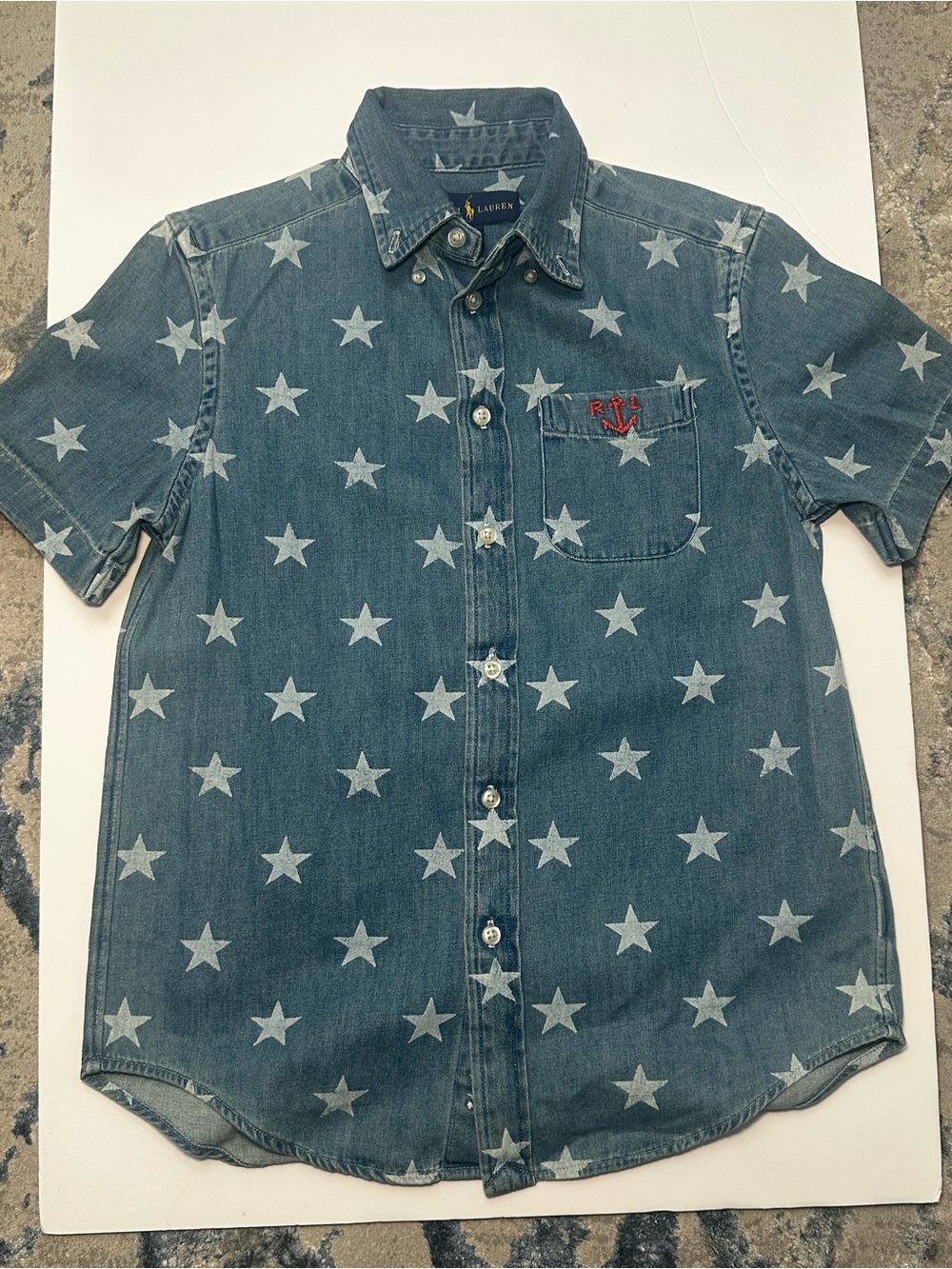 Ralph Lauren Boys Denim Star Print Button Down Shirt
